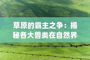 草原的霸主之争：揭秘各大兽类在自然界生存斗争中的丛林法则与巧妙生存之道