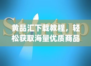 黄品汇下载教程，轻松获取海量优质商品信息的步骤指南